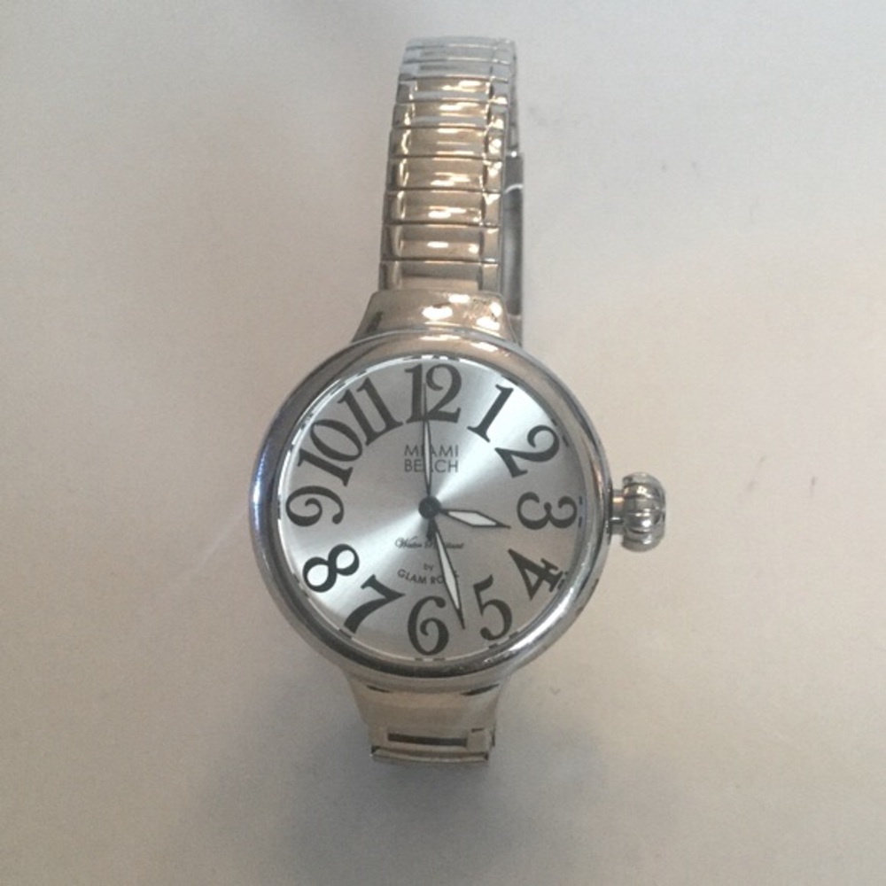 GLAM ROCK MIAMI BEACH DECO STAINLESS STEEL WATCH NEW